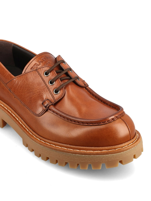 Logo Sole Leather Derby Shoes