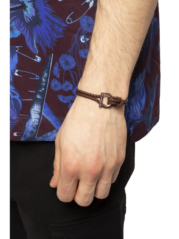 Gancini Decorated Braid Leather Bracelet