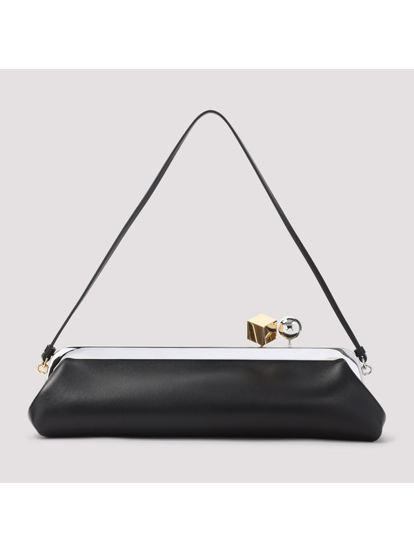 Salon Metal Buckle Leather Shoulder Bag