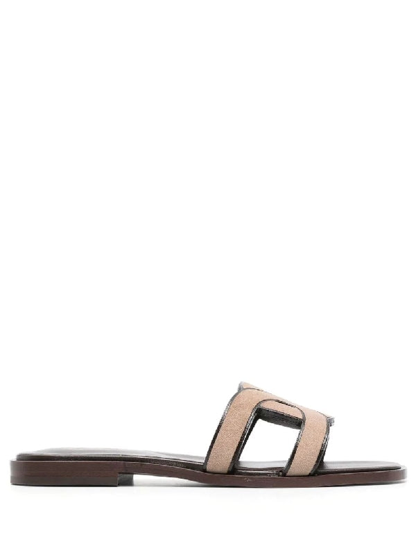 Woven Logo Flat Slide Sandals