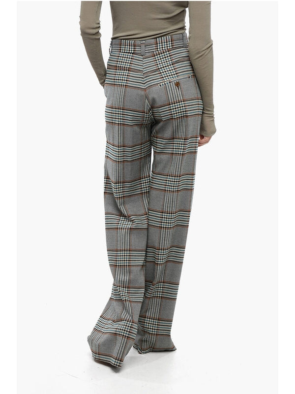 Check Pattern Wool Blend Pants