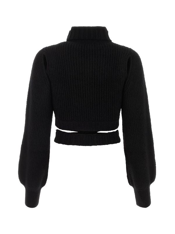 Cut-Out Waist High-Neck Knit