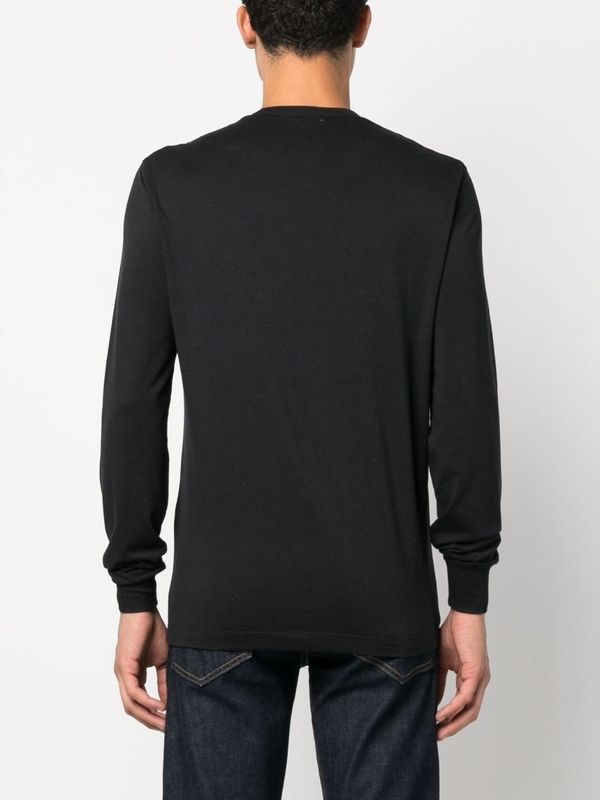 Black Henry Neck Long Sleeve
  Top