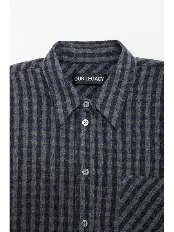 Daisy Check Pattern Wool Blend Shirt