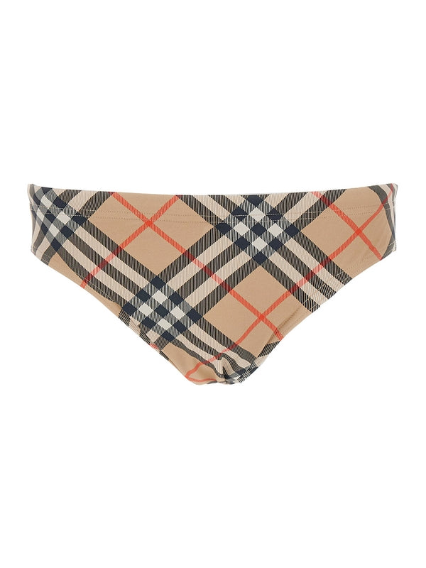Beige Speedo with Check Motif in Polyamide Man Underwear