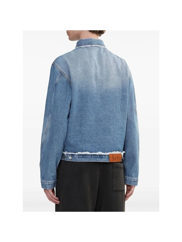 Low-cut Edge Cotton Denim Trucker Jacket