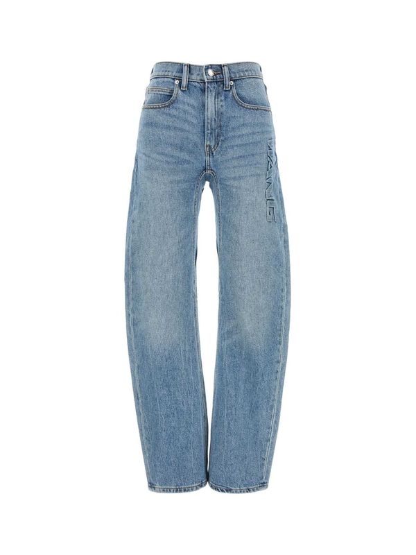 徽标棉质牛仔裤