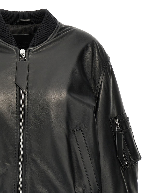 Zipper Pocket
  Leather Bomber Jacket