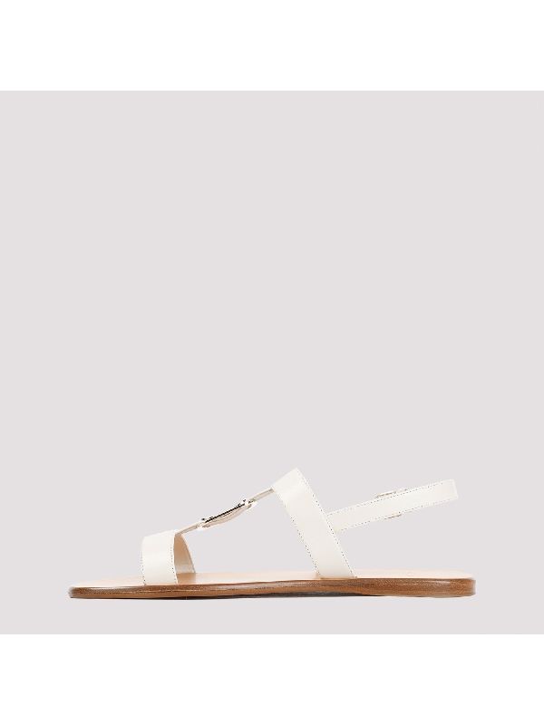 Metal Logo Leather Sandals