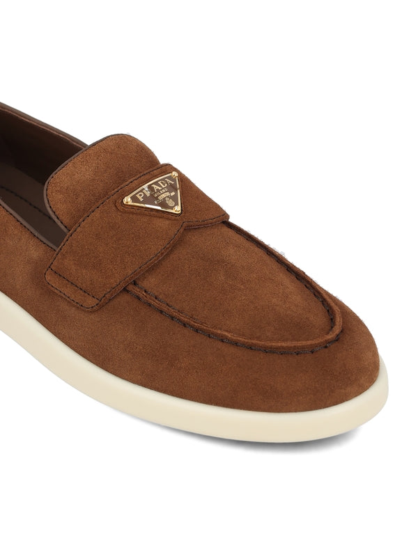 Triangle Logo Suede Loafers