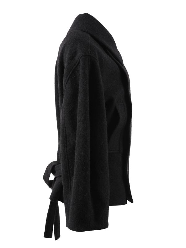 Asymmetric Wool Alpaca Short Coat