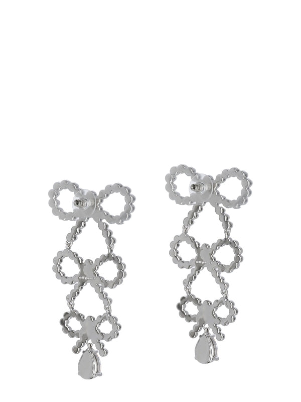 Pearl Bow Crystal Drop Earrings