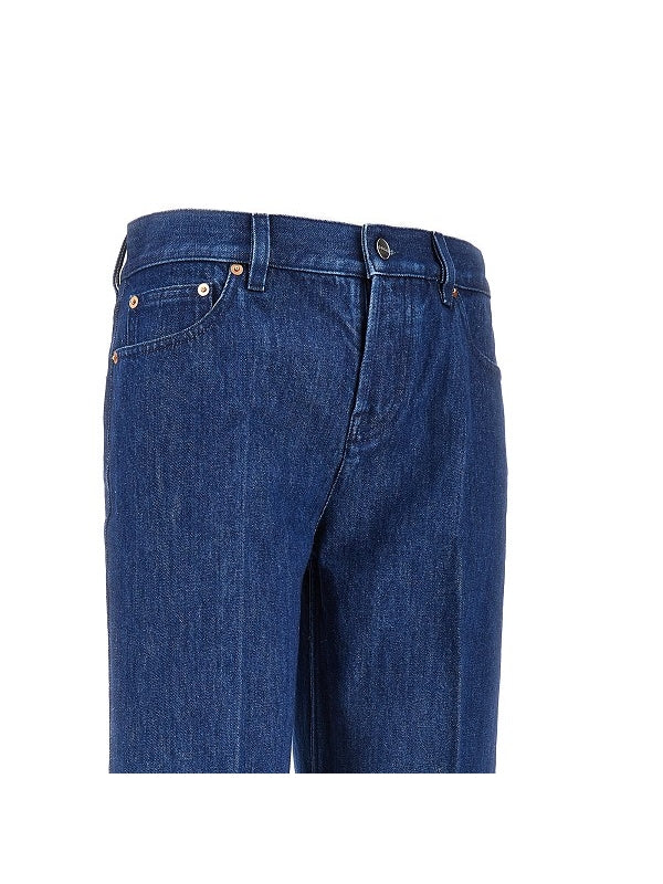 Back Logo Patch Cropped Denim Pants