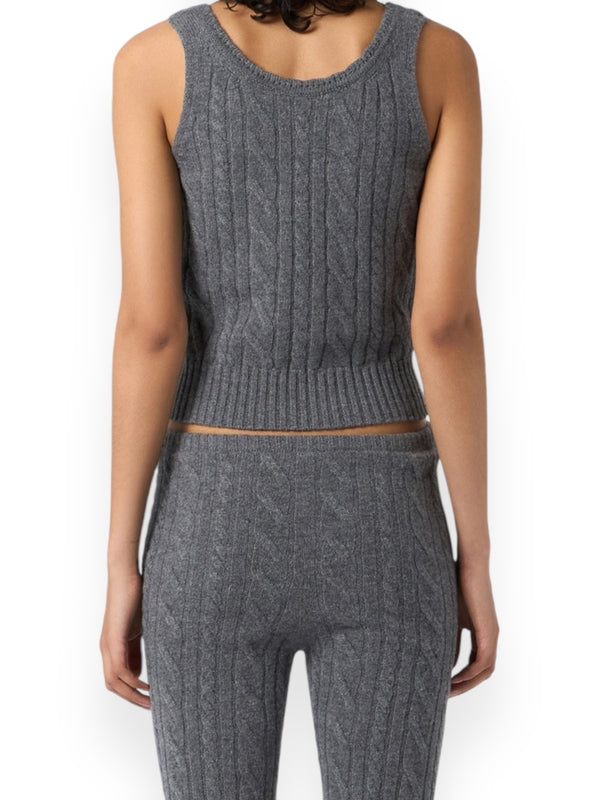 Cable Wool Cashmere Sleeveless Knit