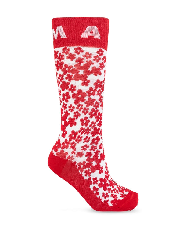 Logo Flower Jacquard Socks