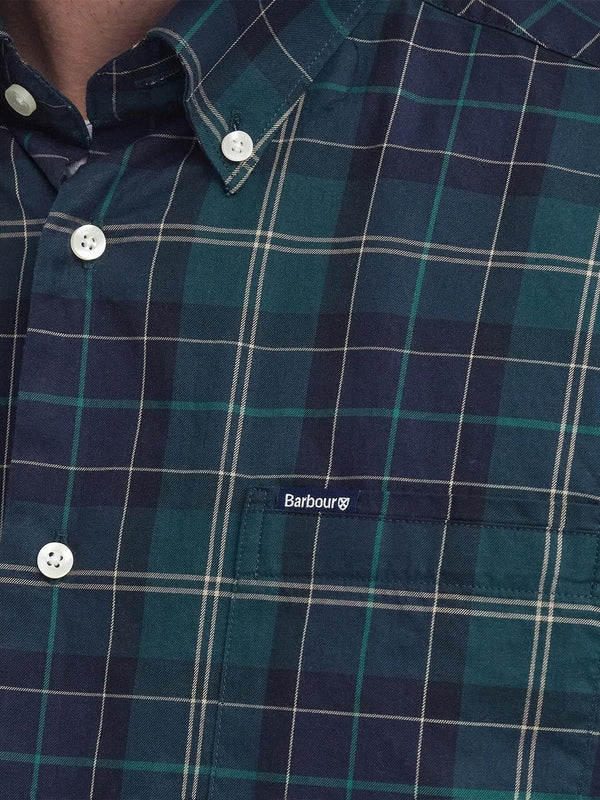 ロゴパッチチェックコットンシャツ