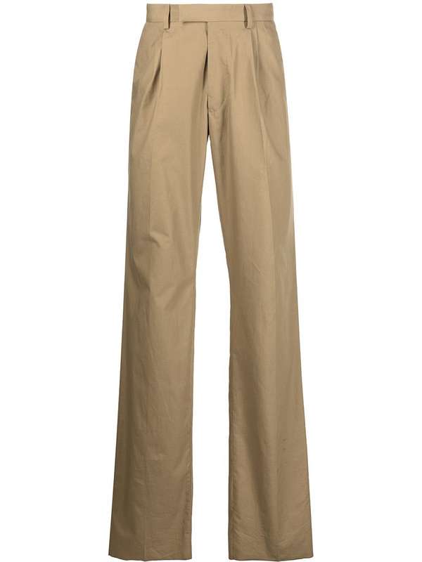 Beige Pintuck Straight Pants