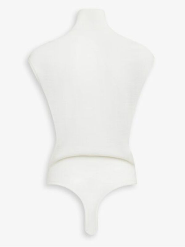 White high-neck wool bodysuit