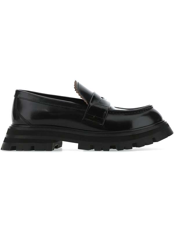 Black Chunky Sole Calfskin Moccasins