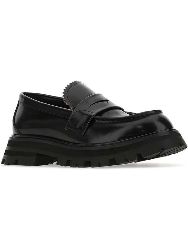 Black Chunky Sole Calfskin Moccasins