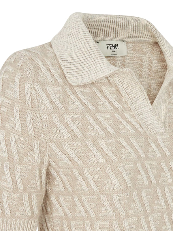 FF Jacquard Wool Cashmere Polo
  Shirt