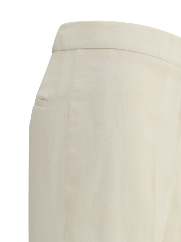 Wool Linen Blend Tailored Pants