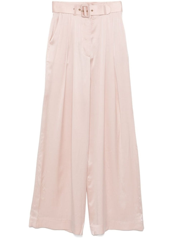 Belt Detail Silk Wide Pants