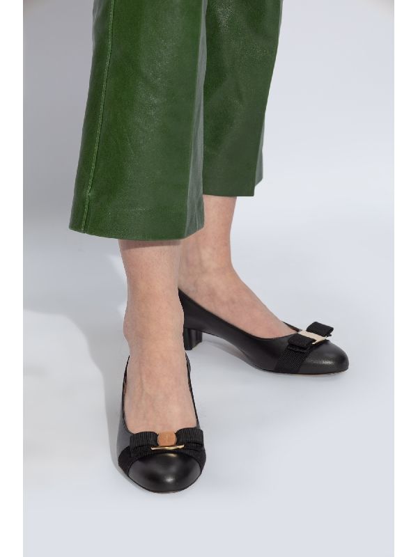 Bara Bow Leather Pumps Heel