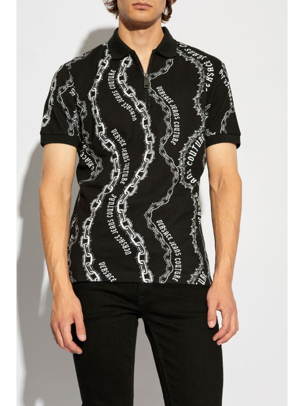 Allover Print Cotton Polo Shirt