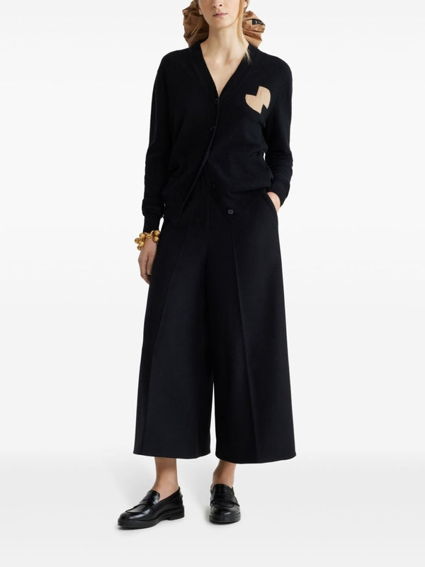 刺繍ディテール ウール カシミア カーディガン