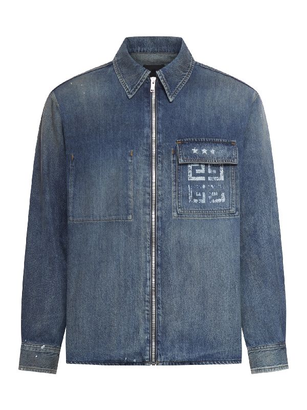4g Vintage Effect Zipup Denim Jacket
