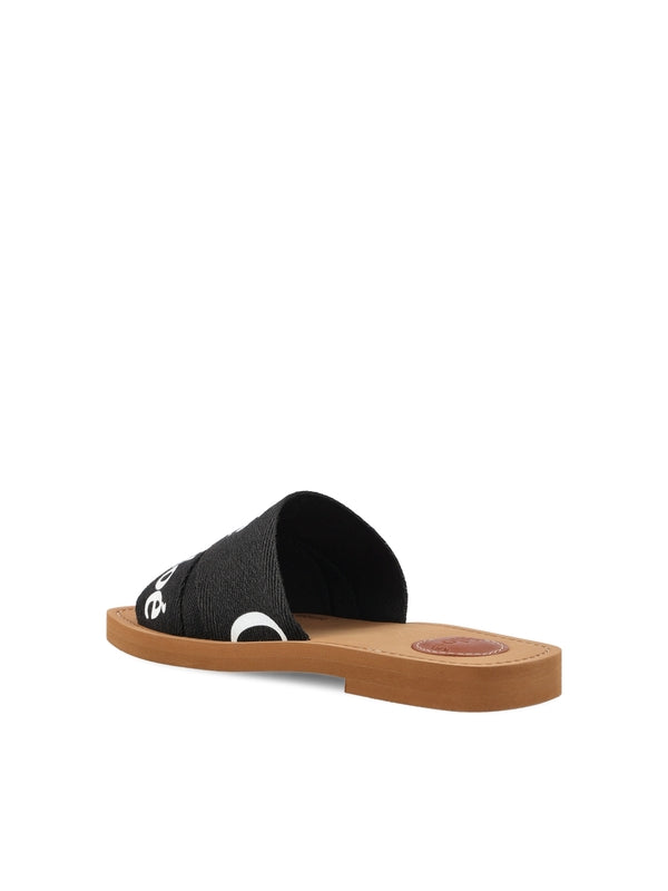 Woody Logo Linen Sandals