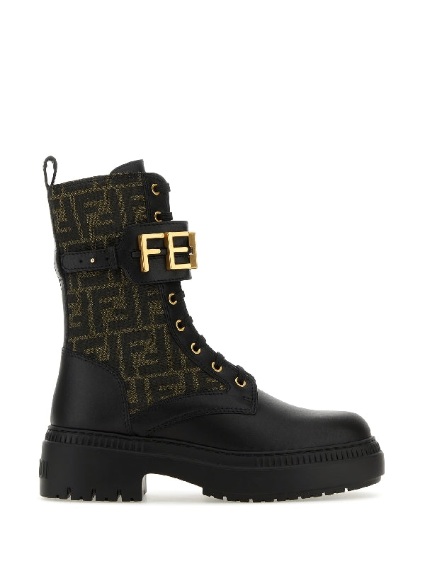 Fendigraphy Lace-up Leather Boots