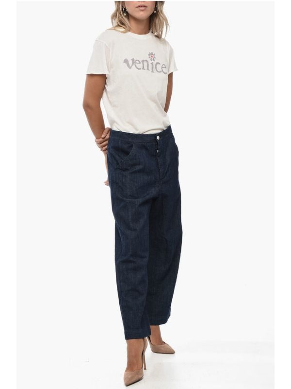 Wide Cotton Denim Pants