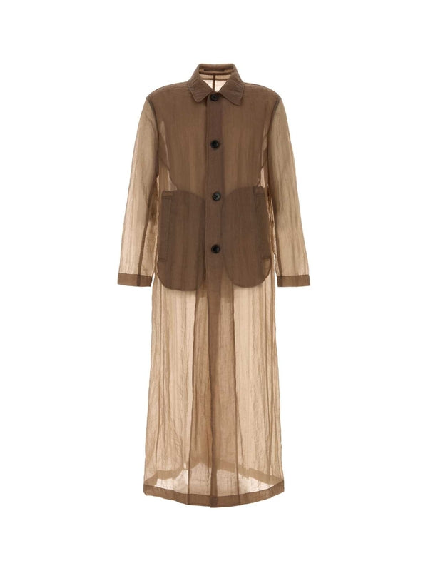 Single Breasted Button-up Sheer Coat