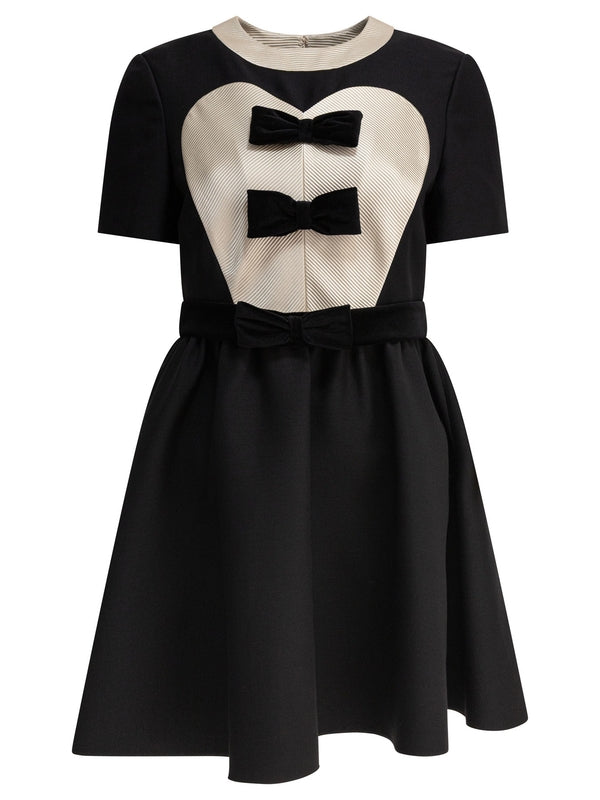 Bow Accent Wool Silk Dress