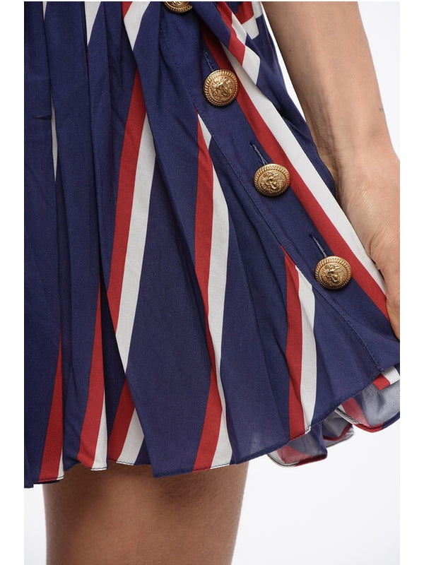 Stripe Tie Pleat Skirt