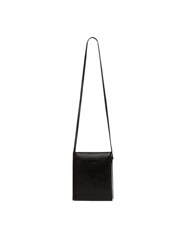 Black Buckle Leather Shoulder Bag