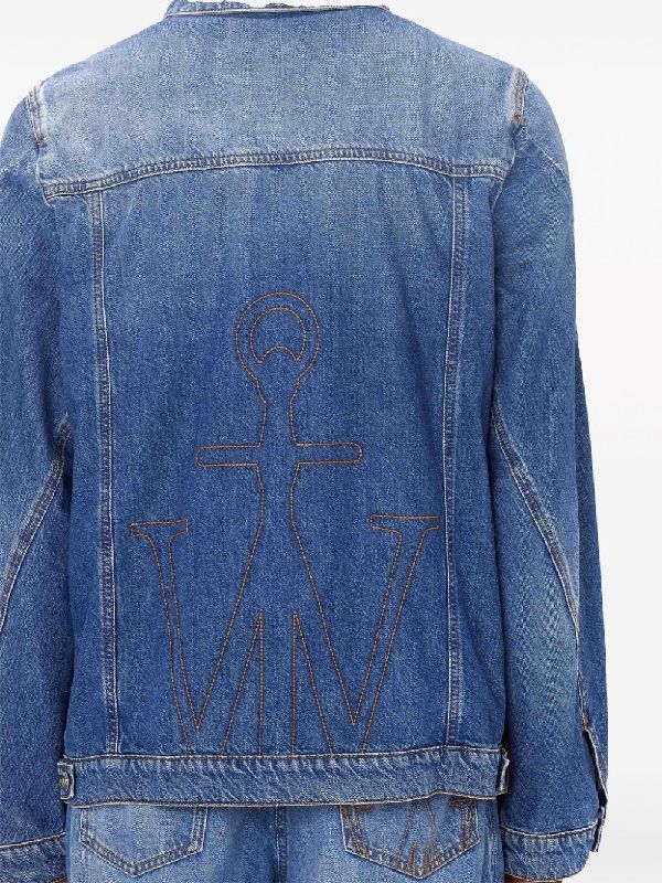 Back Stitch Anchor Logo Asymmetric Line Denim Jacket