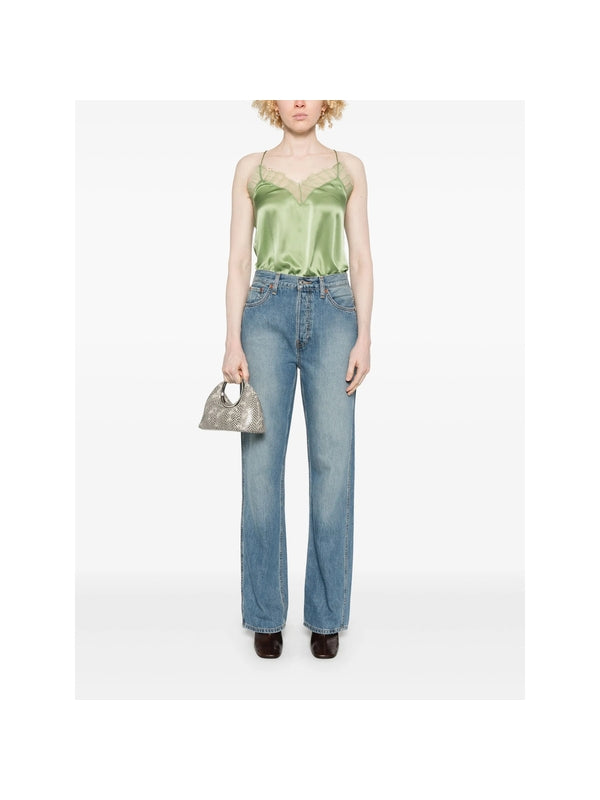 Back Logo Patch Straight Denim
  Pants