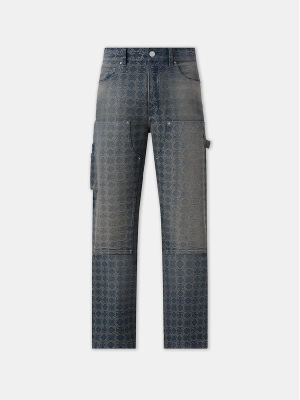 Allover Jacquard Pattern Washing Denim
  Pants