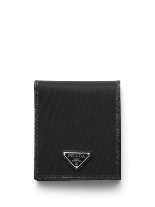 Triangular Logo Saffiano Leather Bifold Wallet