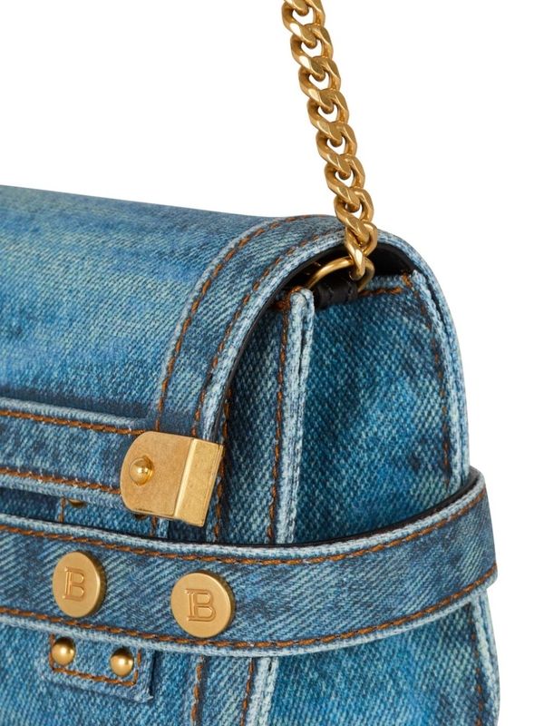 B Buzz 23 Denim Chain Clutch Bag