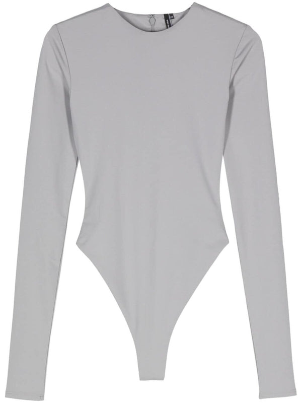 Back Zip-Up Nylon Long-Sleeve
  Bodysuit