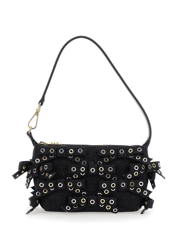 Butterfly Eyelet Bow Denim Shoulder Bag