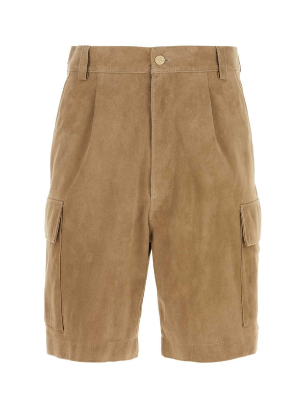 Cargo Pocket Suede Bermuda Shorts