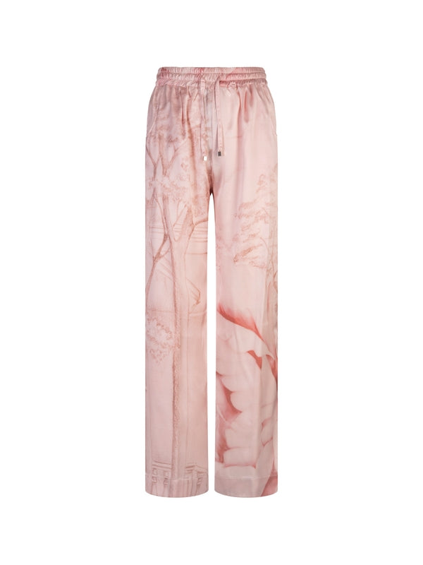 Drawstring Printing Silk Pants