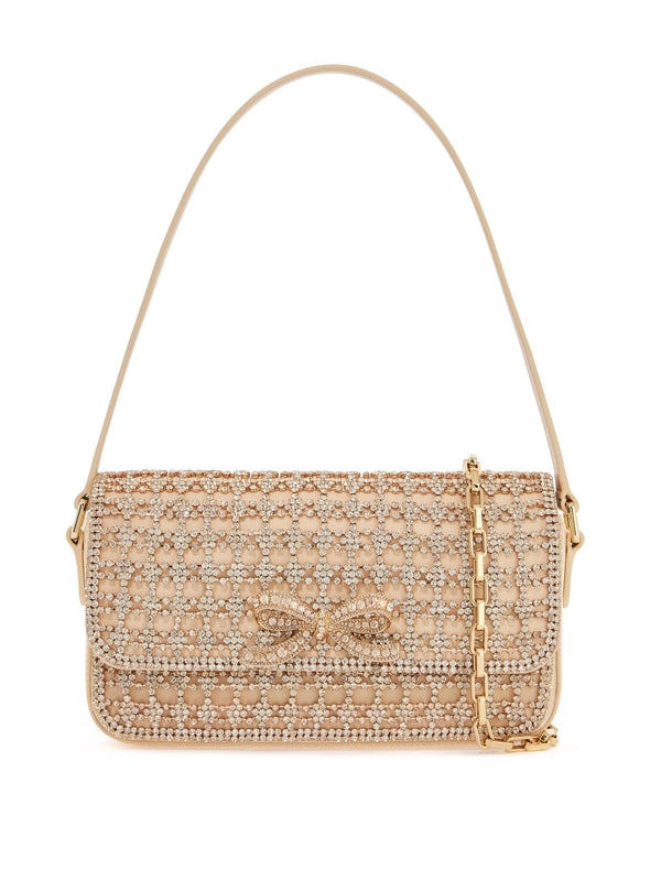 Bow Decoration Crystal Baguette Shoulder Bag