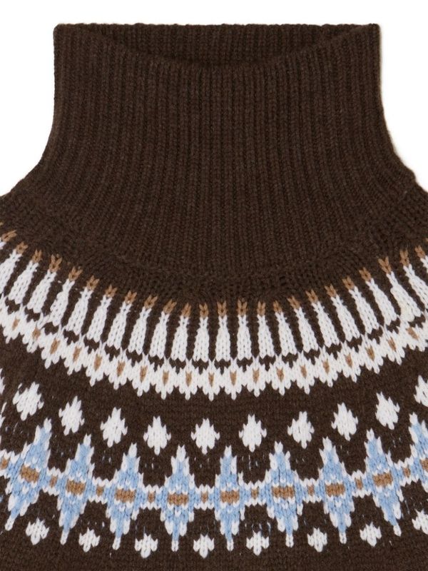 Jacquard Pattern Wool High-neck Knit