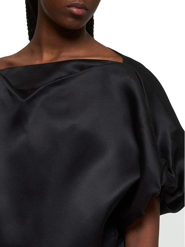 Black Drape Silk Blouse